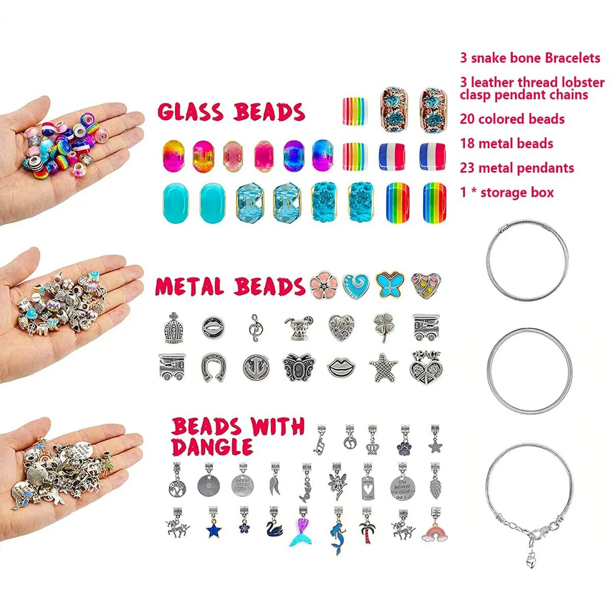 68Pcs Bead Bracelet Making Kit, DIY Beads with cartoon charm, Craft Jewelry Accessories, Unicorn Charm Jewelry making kit