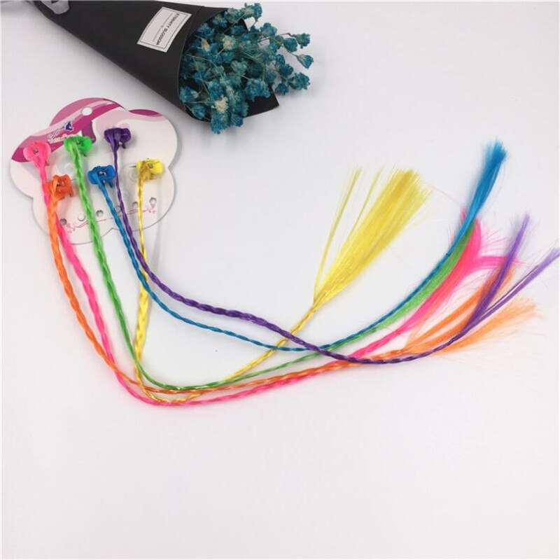 6pcs/set Colourful Hair Clips ,Hair Bands, Girls Colourful Wigs Hair Ornament Headbands-CheekyMeeky