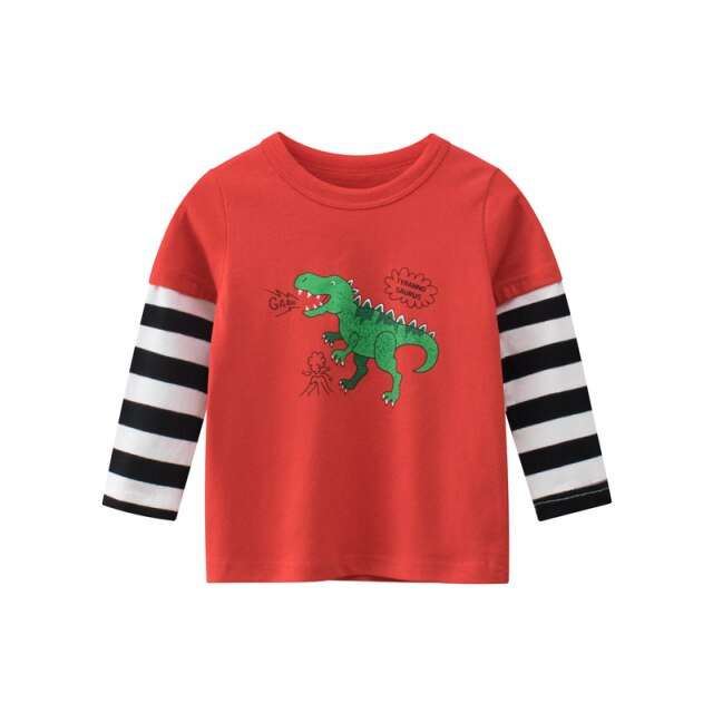 Cartoon Dinosaur Long Sleeve T-Shirts for Girls and Boys-CheekyMeeky