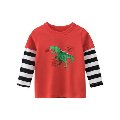 Cartoon Dinosaur Long Sleeve T-Shirts for Girls and Boys-CheekyMeeky