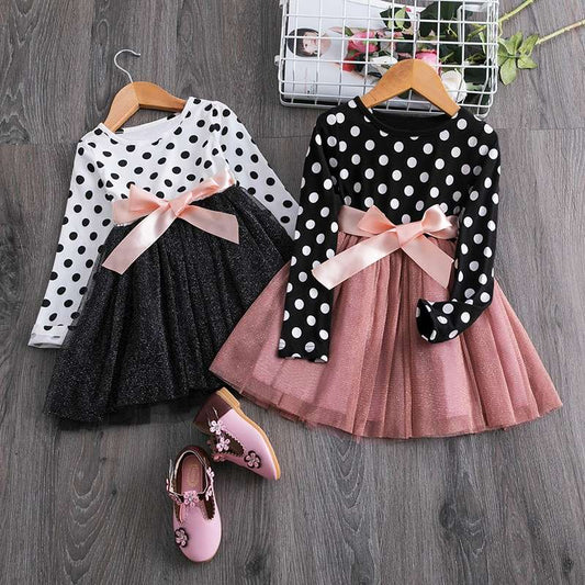 Girls Polka dot dress , Polka dot tutu girl dress, Elegant Girl Dresses ,Girls Tutu Dress-CheekyMeeky