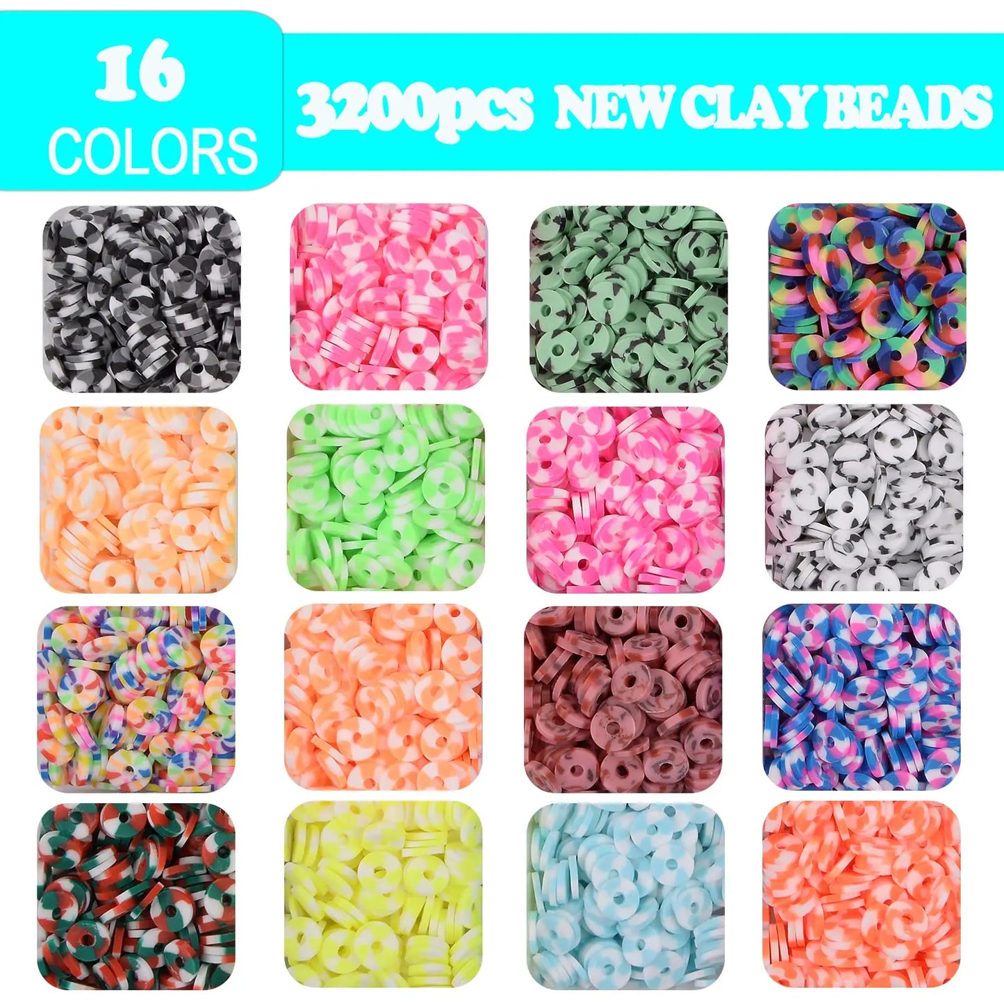 10000pcs 6mm Clay Beads for Bracelet Making Kit 40 Colors Flat Round Polymer Clay Heishi Beads Jewelry Making Kit
