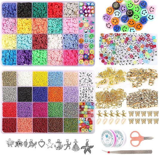 25000 Pcs 24 Girds DIY Acrylic Bead A-Z Letter Beads and Polymer Soft Clay Kit For Bracelet Making