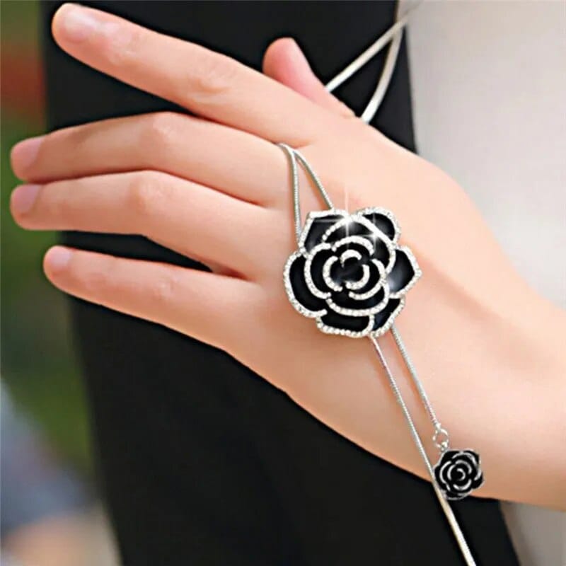 Pendant Chain, Black Rose Long Necklace Sweater Chain Adjusted chain Party Jewellery For Women, long pendant necklace