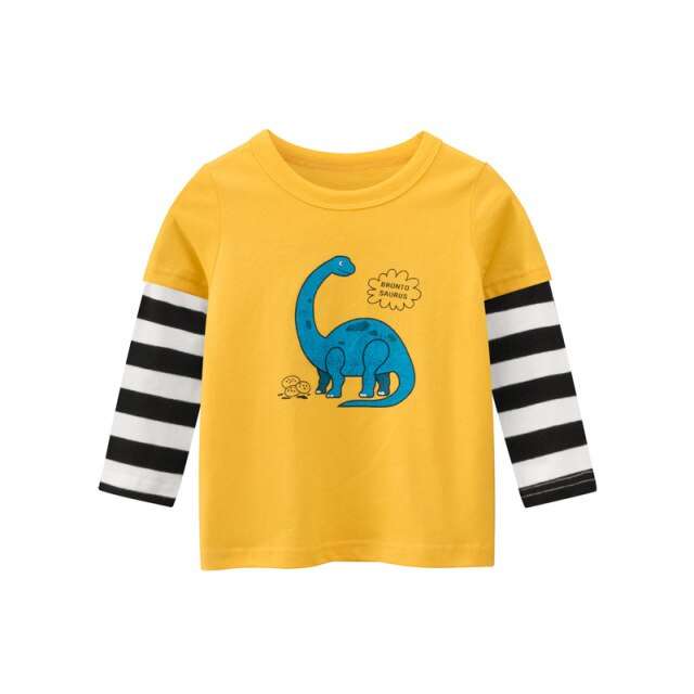 Cartoon Dinosaur Long Sleeve T-Shirts for Girls and Boys-CheekyMeeky