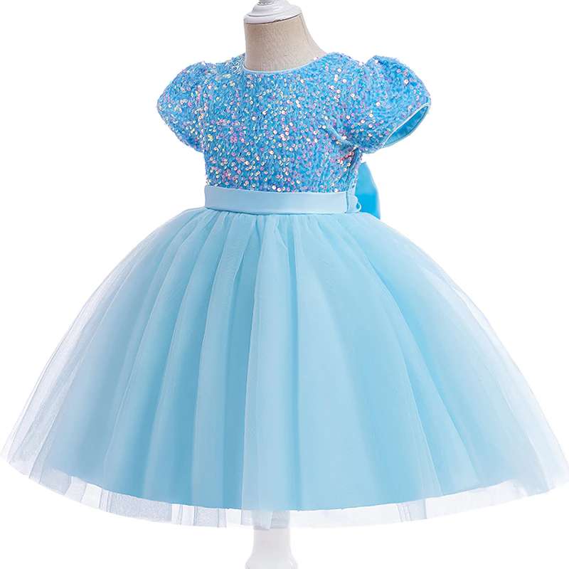 Blue Girl Dress | Princess Dress | Baby Birthday Party Princess Pageant Prom Gown Flower Child Formal Wedding Vestido, LaceTulle Dress-CheekyMeeky