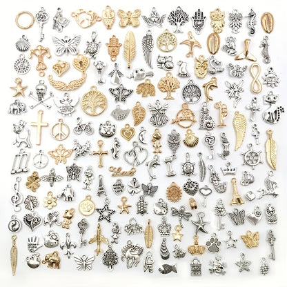 TheliCraft 30pcs Metal Mixed Charms DIY Vintage Bracelet Pendant Necklace Accessories For Jewelry Making Findings