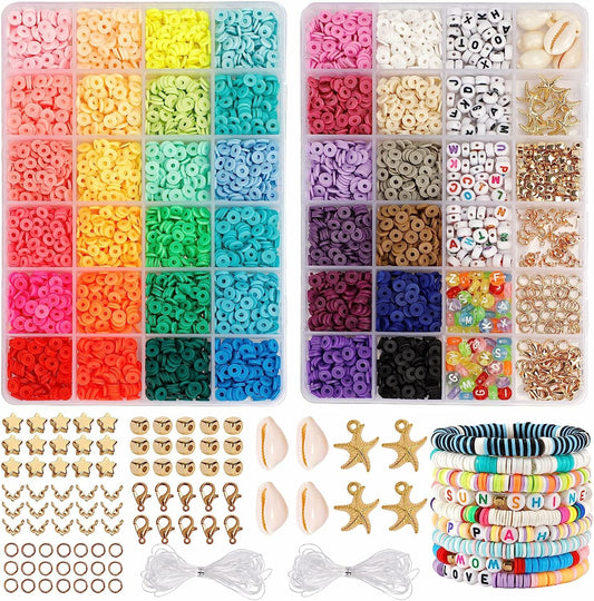 36 Colors 5000pcs Clay Beads Heishi Polymer Flat Round Clay Beads Jewelry Making Kit