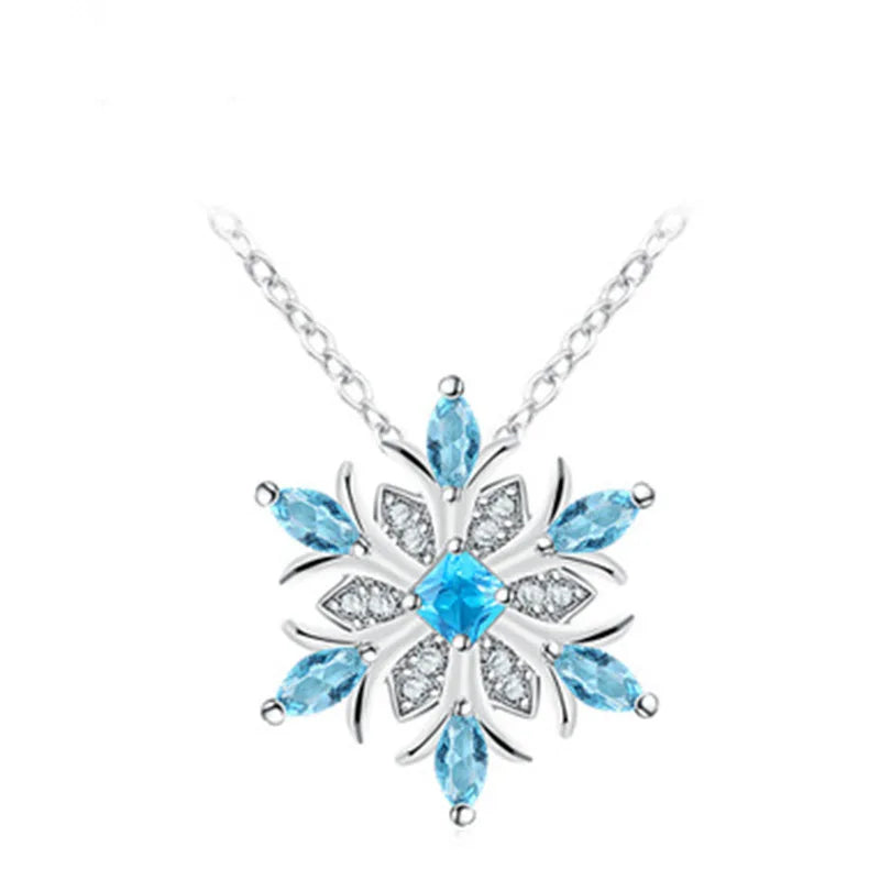 Ocean Blue Snowflake Earrings Set Women's Girls Ring Necklace Jewelry Set For Christmas Gift Party Accessories, Frozen jewellery set , Elsa jewellery set