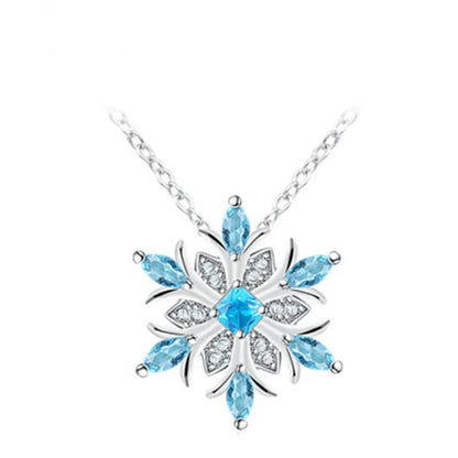 Ocean Blue Snowflake Earrings Set Women's Girls Ring Necklace Jewelry Set For Christmas Gift Party Accessories, Frozen jewellery set , Elsa jewellery set-CheekyMeeky