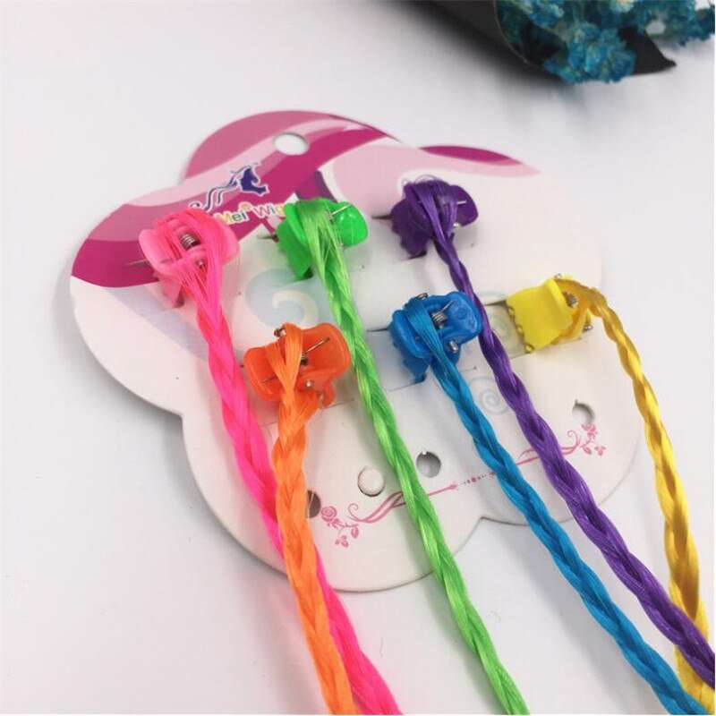 6pcs/set Colourful Hair Clips ,Hair Bands, Girls Colourful Wigs Hair Ornament Headbands-CheekyMeeky