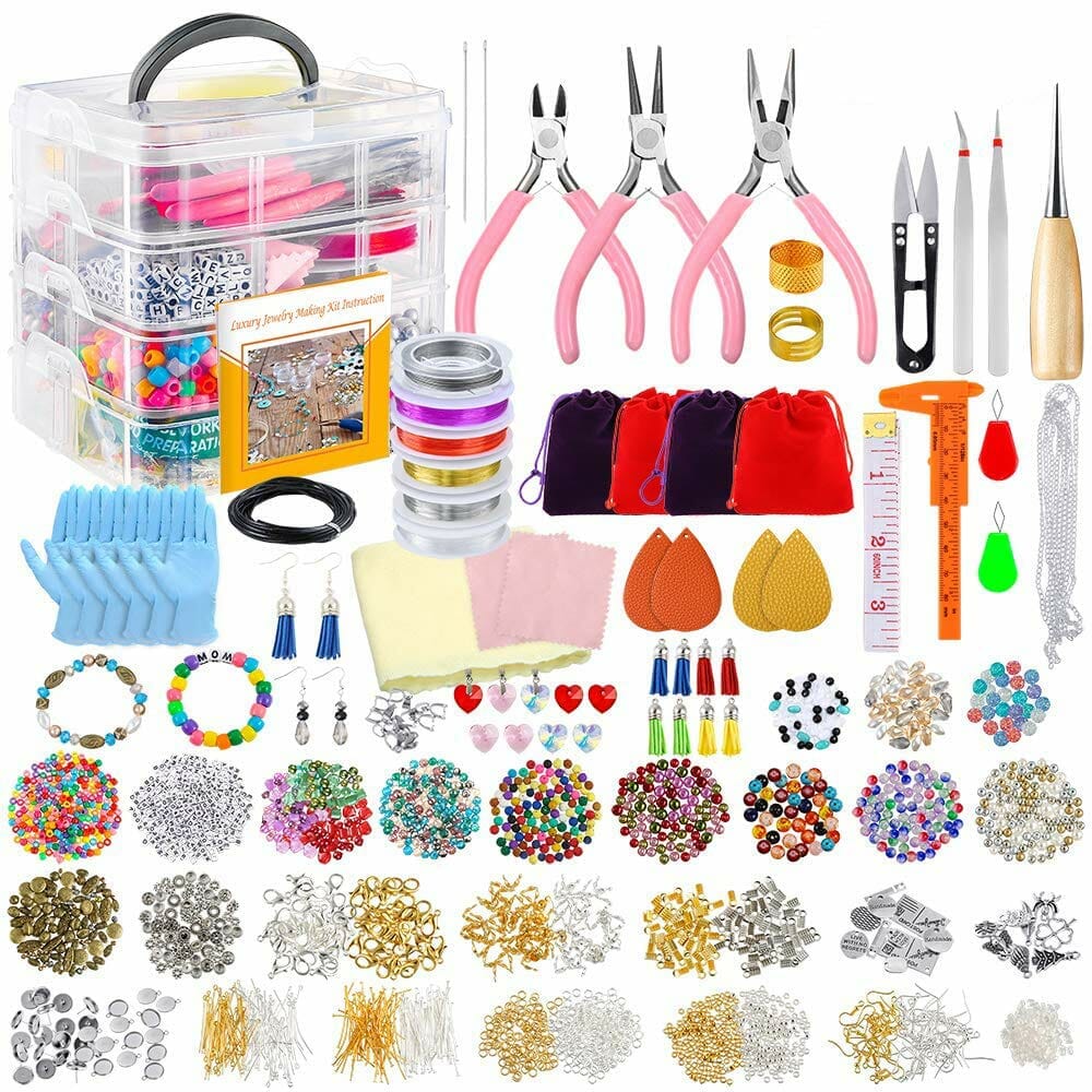 4-layer 2880Pcs Beads Charms Findings Beading Wire Kit For DIY Bracelets Necklace Earrings Deluxe Jewelry Making Supplies Kit-CheekyMeeky