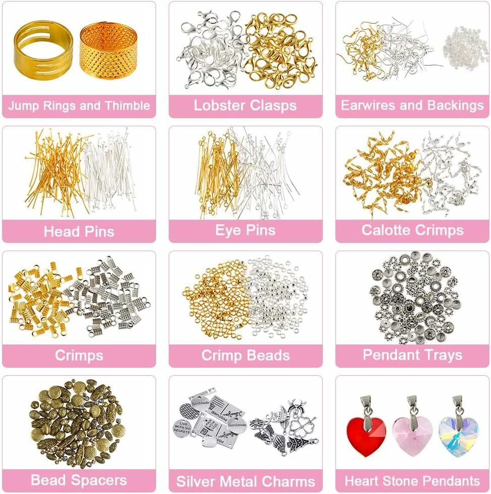 4-layer 2880Pcs Beads Charms Findings Beading Wire Kit For DIY Bracelets Necklace Earrings Deluxe Jewelry Making Supplies Kit-CheekyMeeky