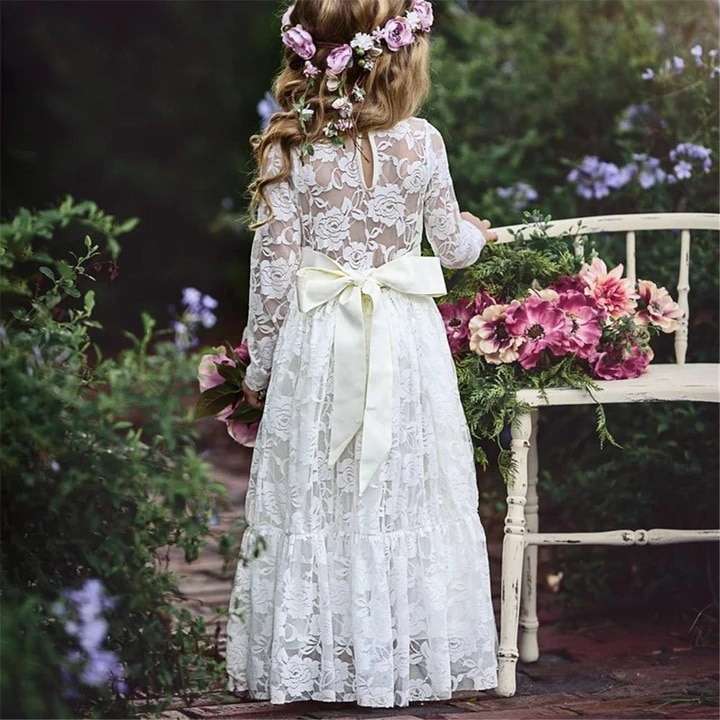 White Wedding Dress, Boho Lace Flower Girl Dress, Will You Be My Flower Girl Proposal, Bohemian Dresses, Bridesmaid Dress, Flower Girl Dress, Baby Girl White Dress