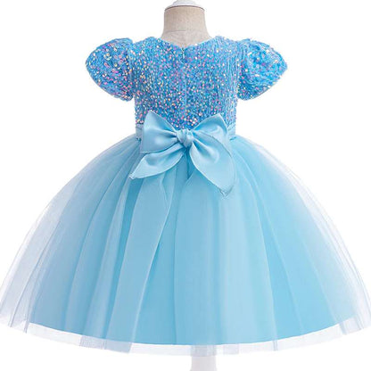 Blue Girl Dress | Princess Dress | Baby Birthday Party Princess Pageant Prom Gown Flower Child Formal Wedding Vestido, LaceTulle Dress-CheekyMeeky