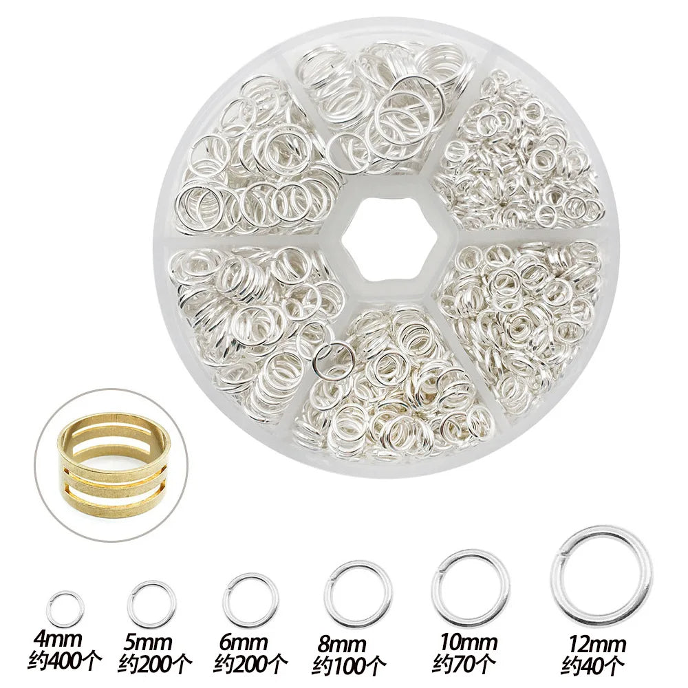 1010pcs 4mm 5mm 6mm 8mm 10mm 12mm Jump Ring Kit for DIY Earring Bracelet Necklace