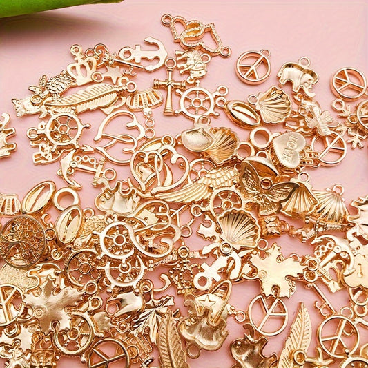 50pcs Metal Mixed Golden Alloy Charms For DIY Bracelet Necklace Jewelry Making Findings