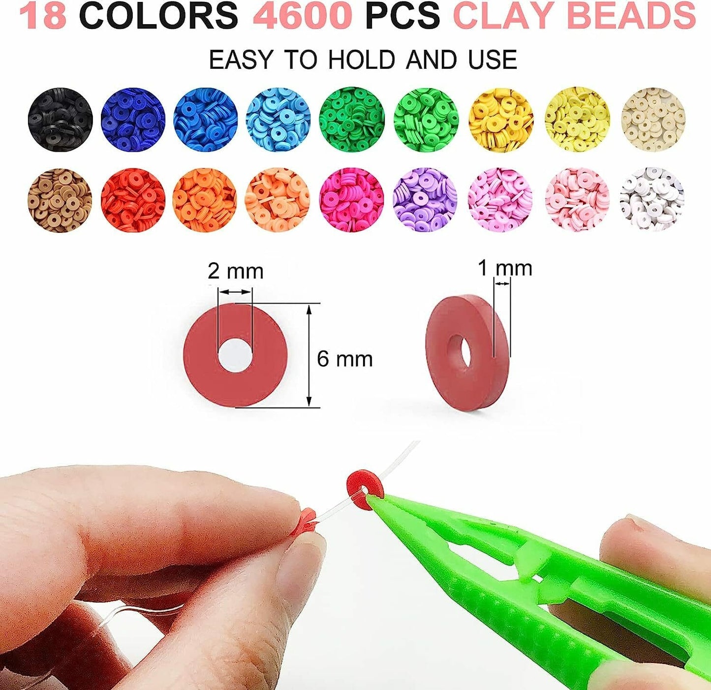 5100pcs 6mm 18 Colours Flat Round Heishi Ceramics Polymer Clay Bead Alphabet Beads Jewelry Making Kit