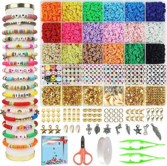 5100pcs 6mm 18 Colours Flat Round Heishi Ceramics Polymer Clay Bead Alphabet Beads Jewelry Making Kit