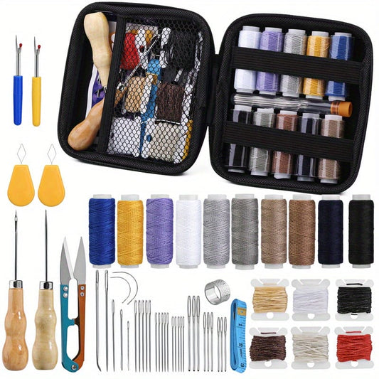 52 Pcs Leather Sewing Kit Upholstery Repair Sewing Tools With Stitching Set