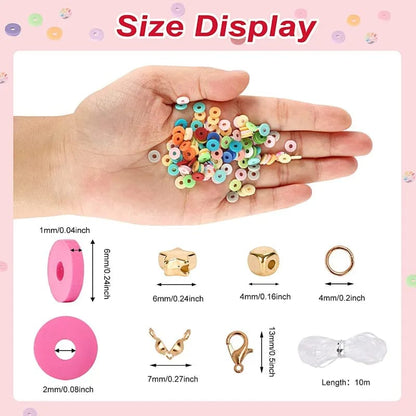 48 Colors Flat Round Clay Beads for Jewelry Making Kit, 4800pcs Clay Beads for Bracelet Making Kit, Craft Gift-CheekyMeeky