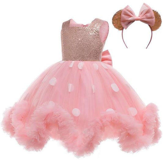Polka dot Party Dress, Baby Girls Dress, Girls Princess Dress, Girls Birthday Party Dress, dress for Girls, Girls tutu dress