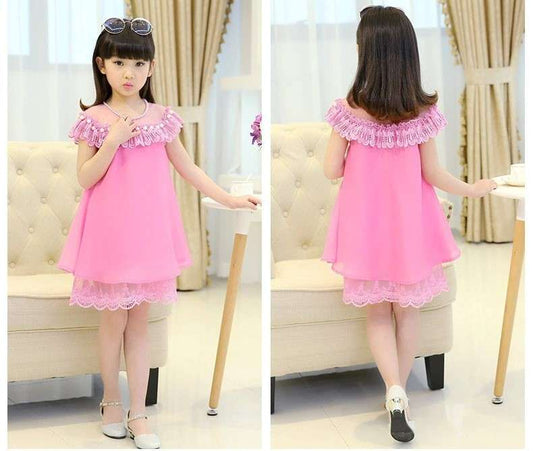 Chiffon Princess Lace Tulle Girls Dress, Evening Dress, Tutu Dress, Flower Dress, Pink Fairy Dress-CheekyMeeky