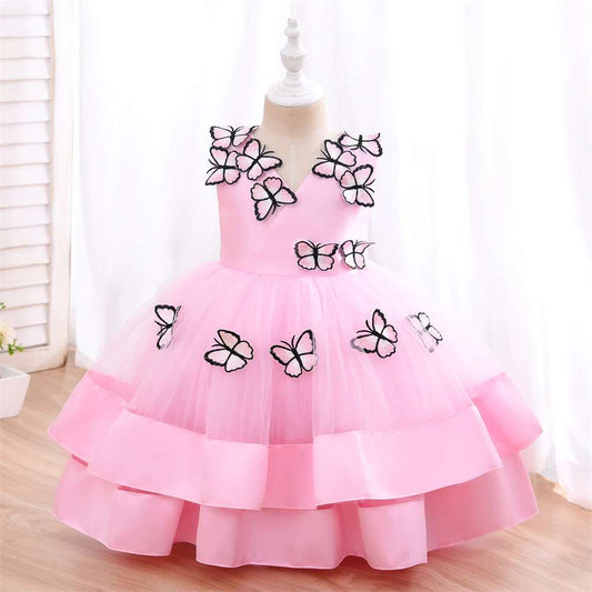 3D Embroidery Butterfly Kids Party Dress , Cinderella Dress, Butterfly Dress ,flower girl dress,Girls TUTU Dress