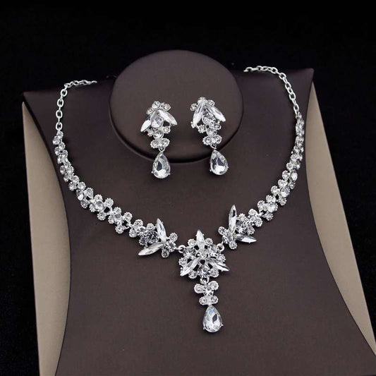 Bridal Necklace set Silver Wedding Jewelry for Bride Silver Bridal Jewelry Crystal Bridal Necklace Set Bridal Jewelry Set,Bridal Accessories