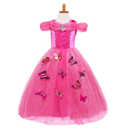 Girls Princess Dress, Kids Cosplay Princess Costume Pink Butterfly Dress For Girls, Girls Dress, girls Birthday Dress-CheekyMeeky