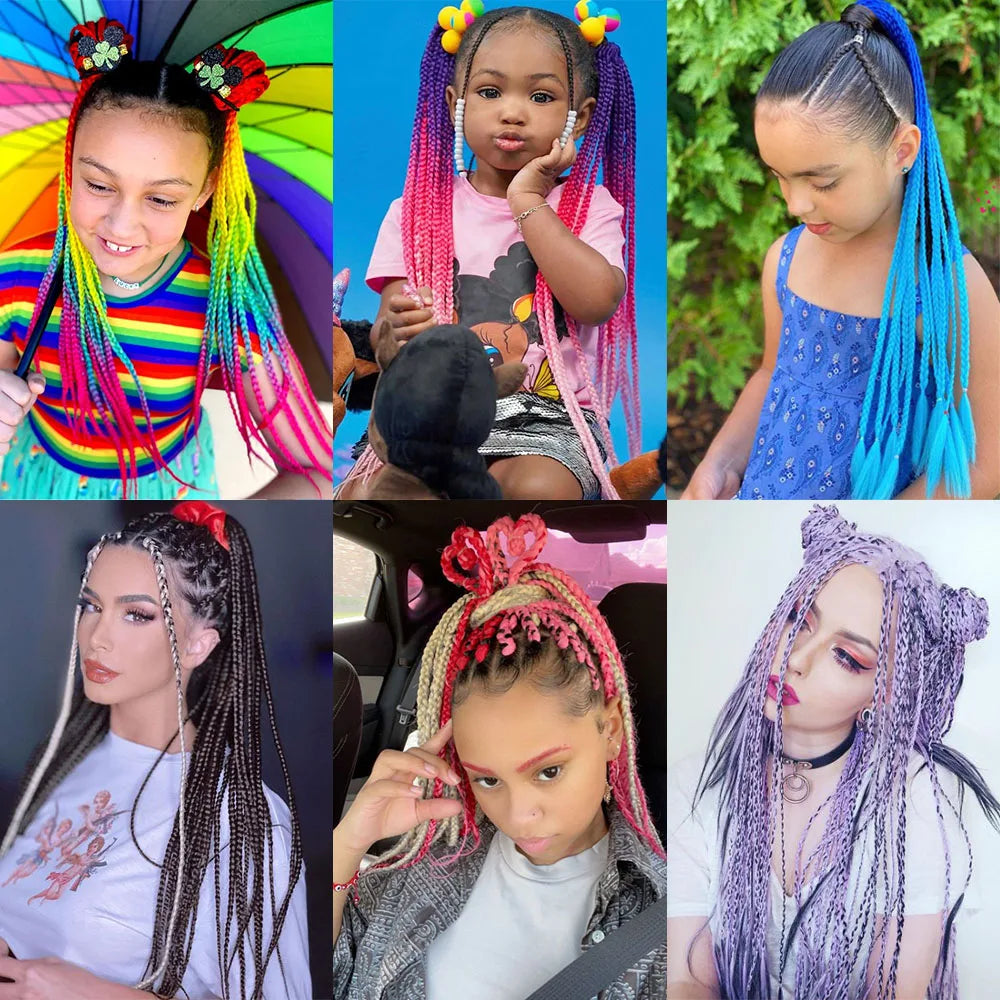 Colorful Hair Braided 60CM Elastic Rubber Band Braiding Pony Tail Hair Extensions For Girls - Ponytail Hair Bands - Hair Ornament Headbands-CheekyMeeky