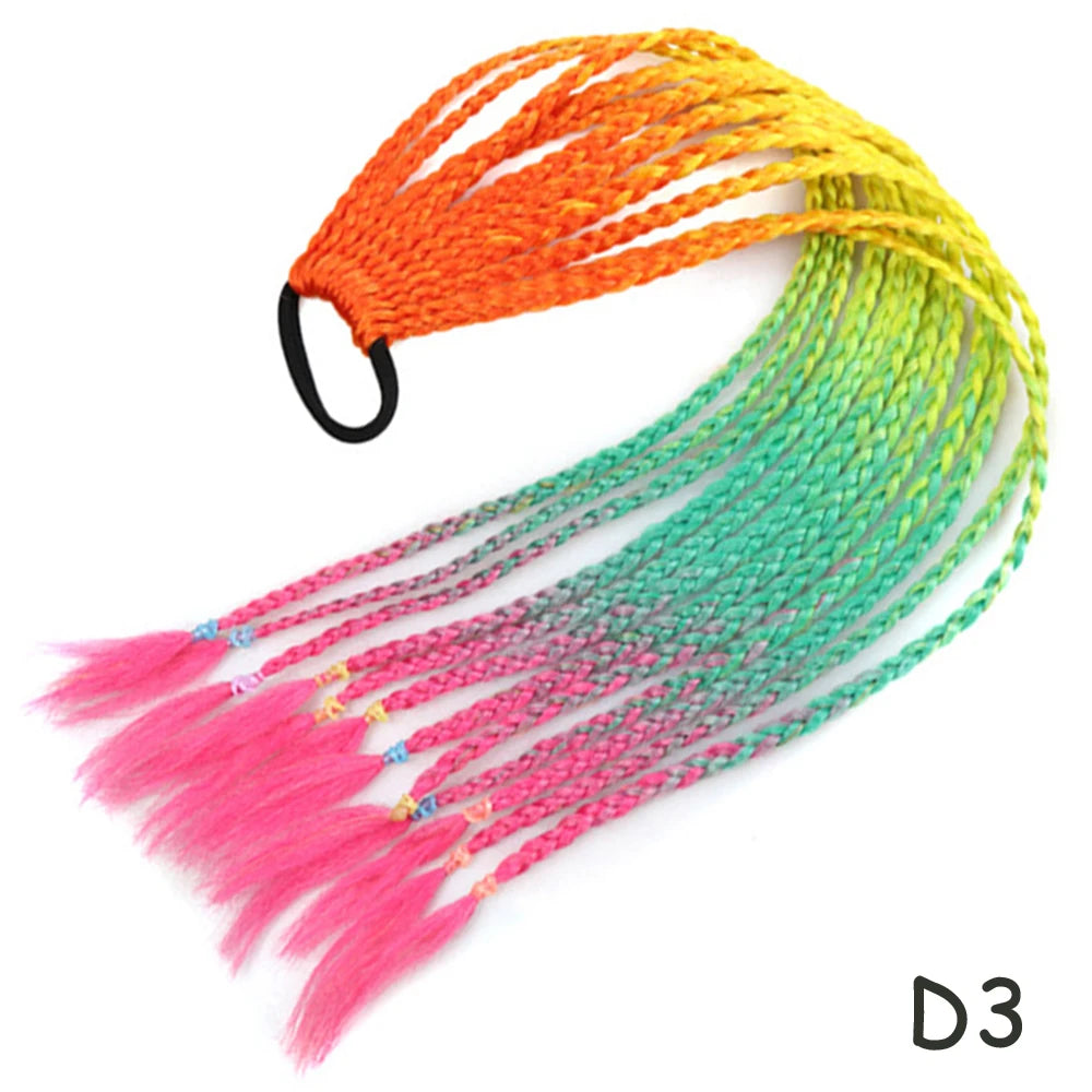 Colorful Hair Braided 60CM Elastic Rubber Band Braiding Pony Tail Hair Extensions For Girls - Ponytail Hair Bands - Hair Ornament Headbands-CheekyMeeky