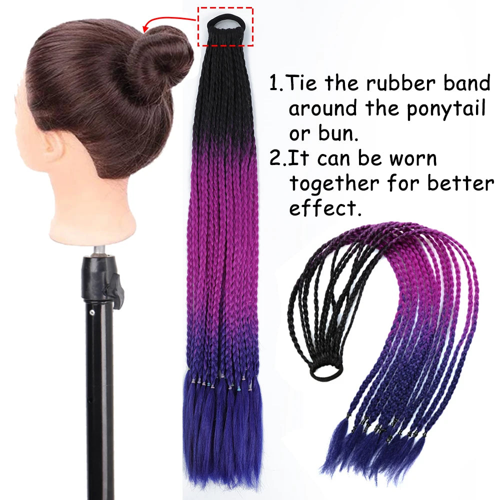 Colorful Hair Braided 60CM Elastic Rubber Band Braiding Pony Tail Hair Extensions For Girls - Ponytail Hair Bands - Hair Ornament Headbands-CheekyMeeky