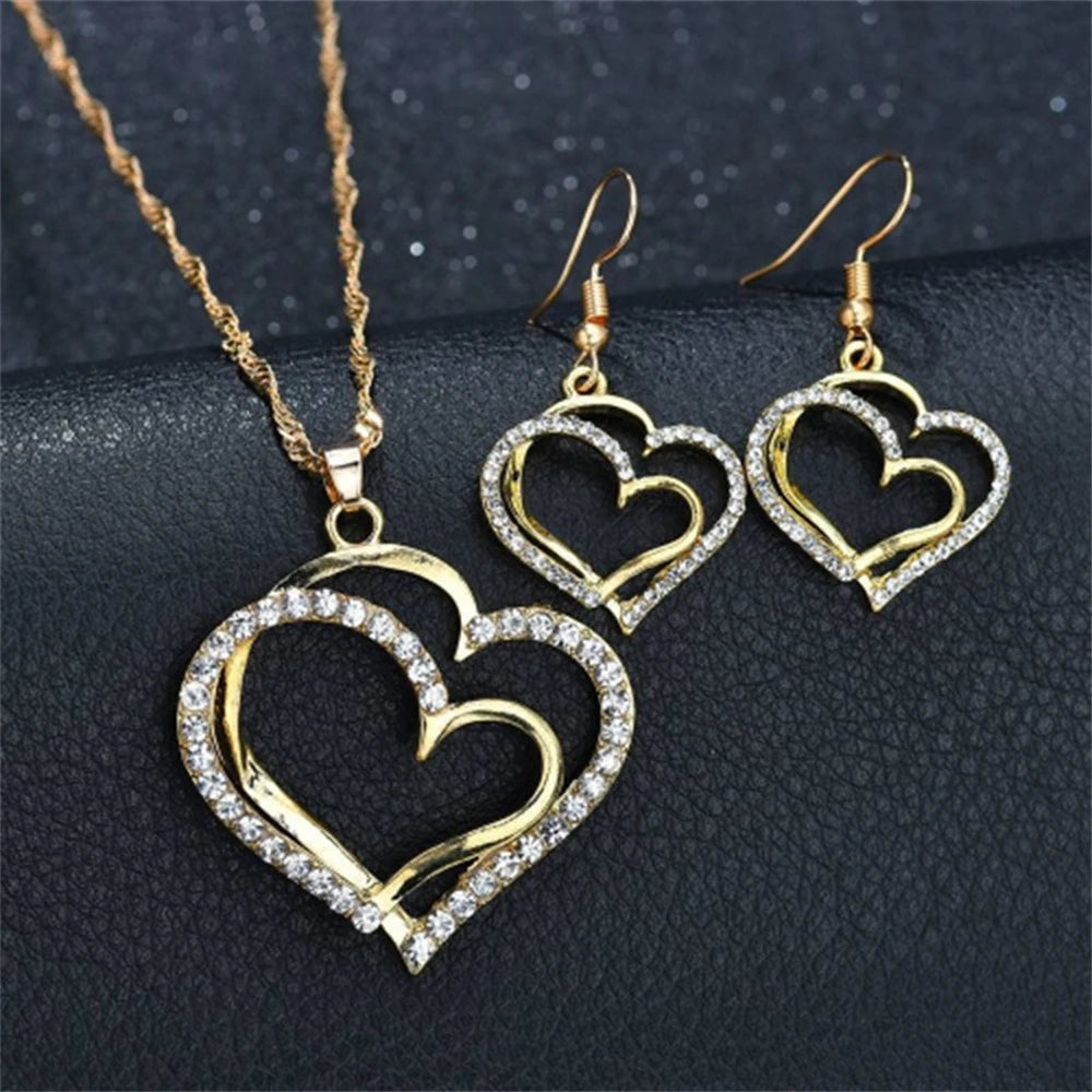 Heart Necklace | Cubic Zirconia Love Pendant Necklace set | Anniversary Gift | Couple Gift | Jewellery Set