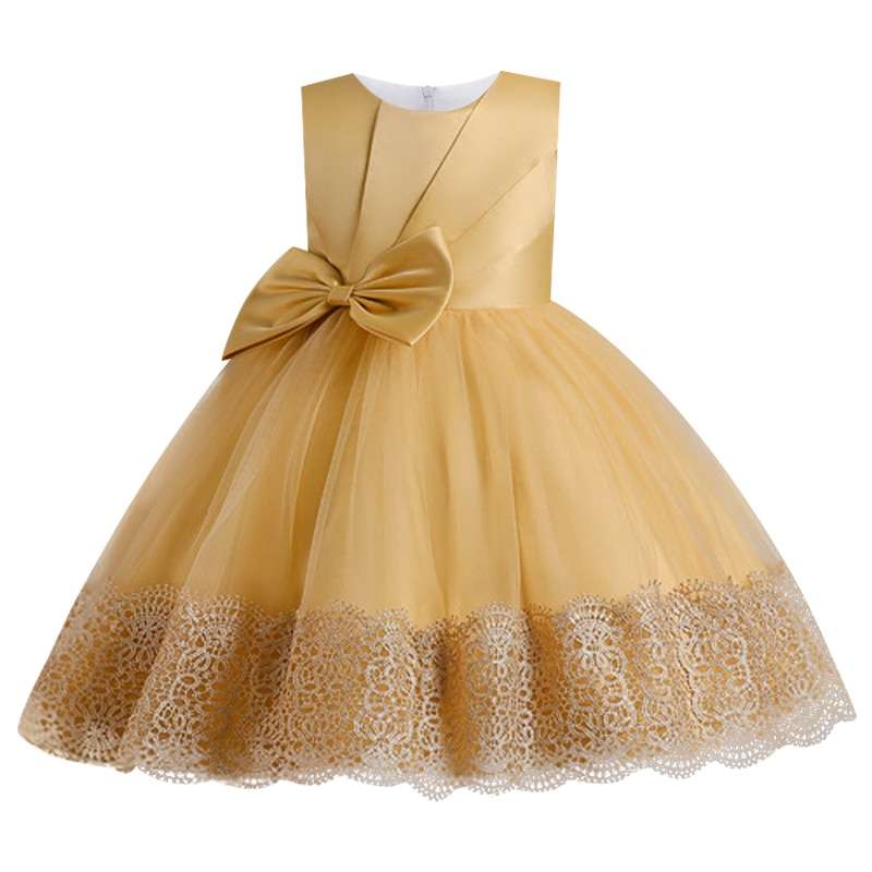 Elegant Girl Dresses, Sequins Princess Dress Baby Girl Birthday Party Flower Bow Prom Gown-CheekyMeeky