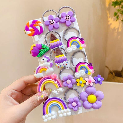 14PCS Hair Clip for girls Rainbow Fruit Cartoon Hair Bands Hair Accessories Headwear Hairpins Barrettes