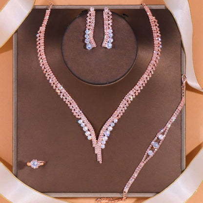 Bridal Necklace set Crystal Necklace and earrings set Diamond Bridal Jewelry Set Silver Bridal Earrings Crystal Wedding Necklace Set-CheekyMeeky