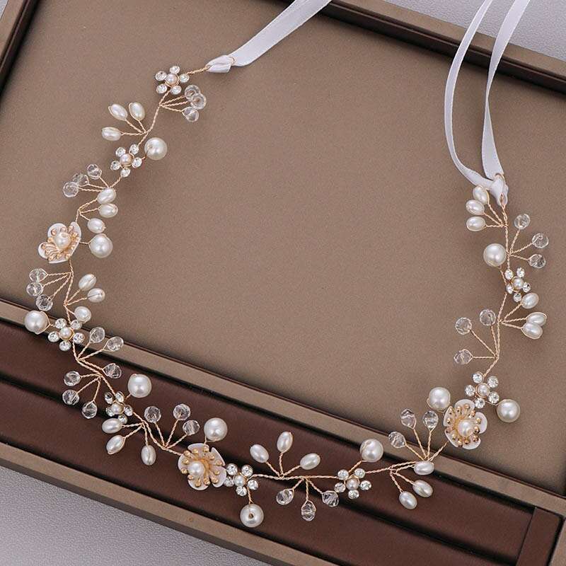 Gold/Silver Color Flower Ribbon Hairband Headband Girl or Woman Headpiece Tiara Wedding Bridal Hair Jewellery Accessory-CheekyMeeky