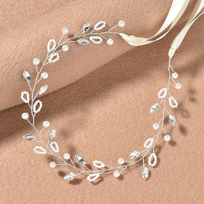 Gold/Silver Color Flower Ribbon Hairband Headband Girl or Woman Headpiece Tiara Wedding Bridal Hair Jewellery Accessory-CheekyMeeky