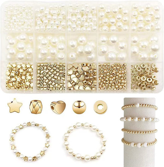 TheliCraft 15 Grid 720pcs 4mm 6mm 8mm 10mm 12mm Plastic Pearl for Bracelet Making Kit ABS Pearls for DIY Jewelry Necklace