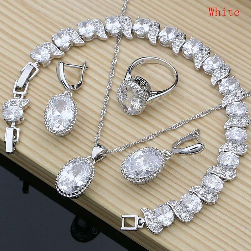 Silver 925 Bridal Jewelry, Zircon Jewelry Sets, Silver Jewelry Set , Sterling silver Necklace, Pendant necklace set, Silver Jewellery
